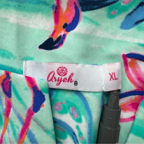 Aryeh V Neck Sleeveless Sundress Floral  Flamingo Tropical Colorful Beach XL - Picture 5 of 6